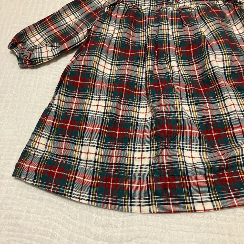 VTG Baby Gap 100% cotton‎ plaid long sleeve dress floral embroidery Sz 3-6m